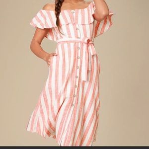 Lulu’s off the shoulder orange dress